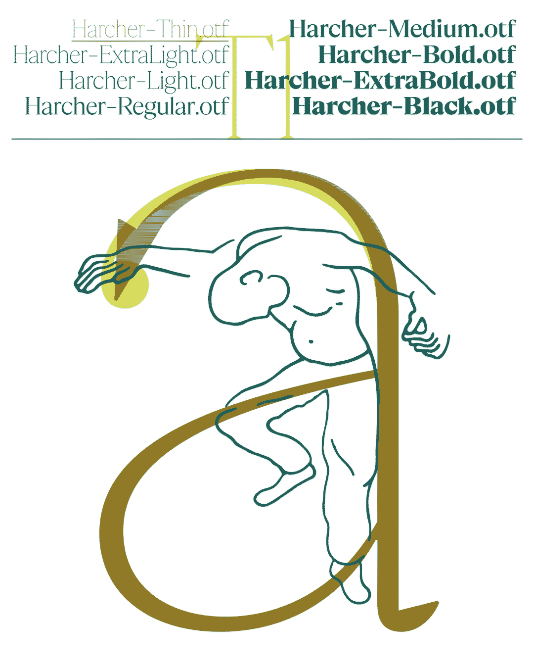 Harcher serif display typeface by Ethan Nakache, animated specimen